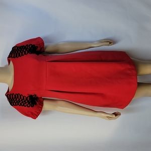 BURBERRY BLACK LABEL RED WOOL EMPIRE WAIST WOMEN'S DRESS SIZE SMALL